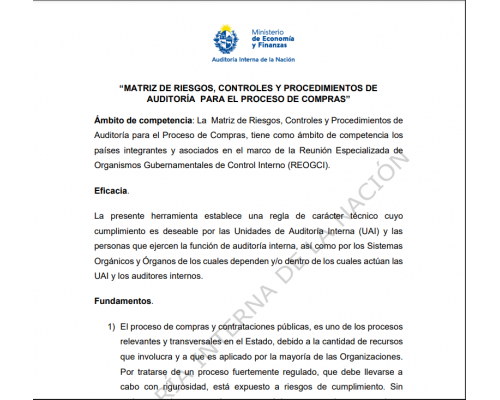 (REOGCI) “MATRIZ DE RIESGOS, CONTROLES Y PROCEDIMIENTOS DE AUDITORÍA PARA EL PROCESO DE COMPRAS”