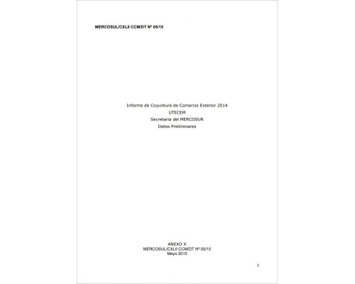 Informe Técnico de Comercio Exterior del MERCOSUR 2014