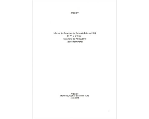 Informe Técnico de Comercio Exterior del MERCOSUR 2015